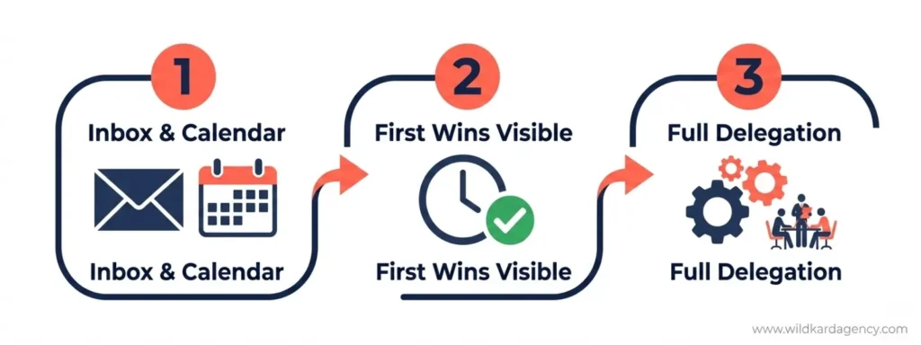 Timeline: first 30 days with a virtual assistant for small business owners