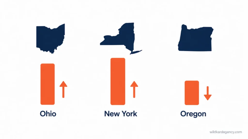 State by state comparison of DSP workforce trends across Ohio, New York, and Oregon