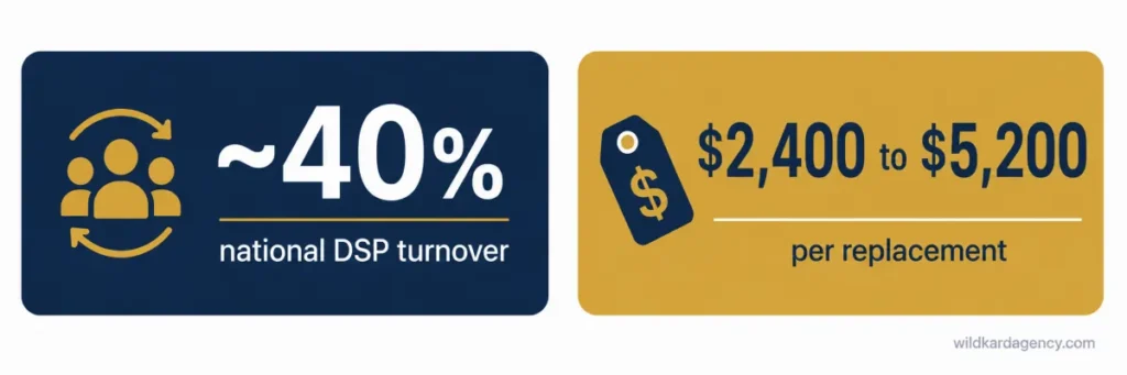 DSP turnover and replacement cost statistics for care agencies