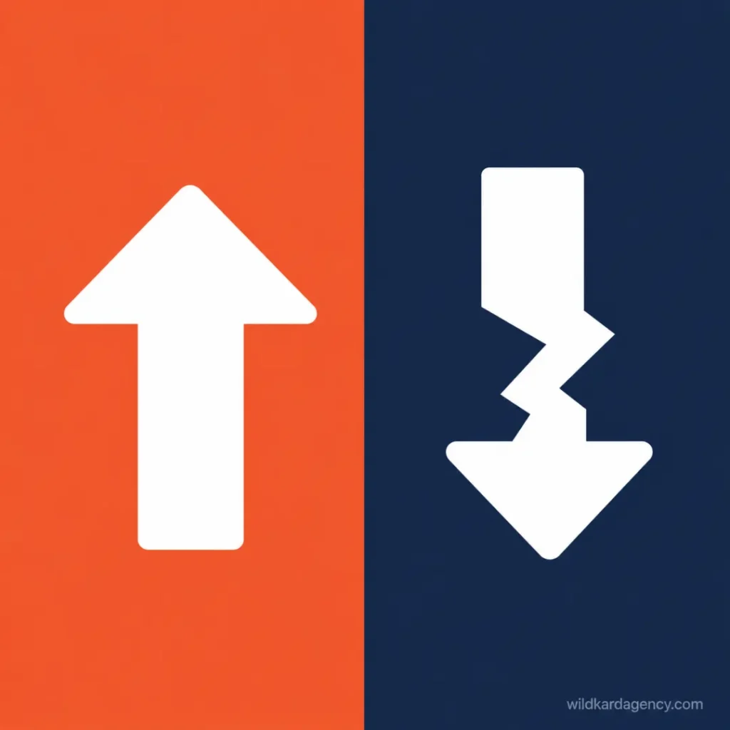 Visual contrast between rebrand revenue upside and rebrand failure risk