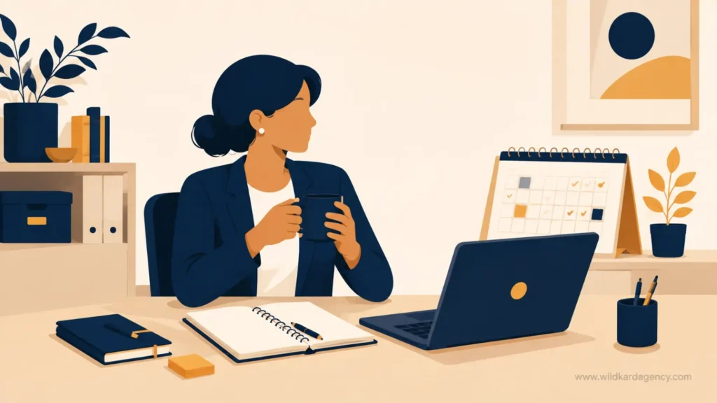 Business owner with an organized workflow after choosing the right admin support