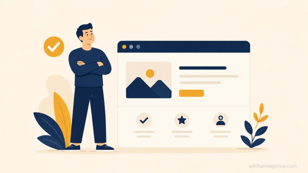Illustration of a confident decision, closing visual for the guide comparing WordPress vs other platforms for a business website