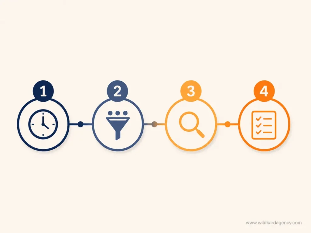 four-step diagram for auditing which small business tasks to delegate first
