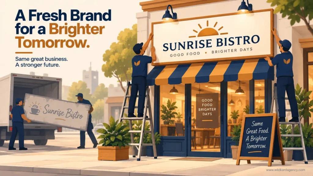 small business unveiling a new, resolved brand identity